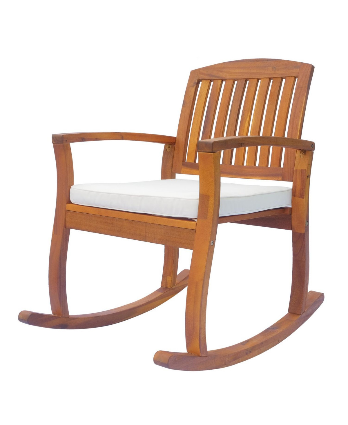 Outsunny Outdoor Rocking Chair with Cushion, Acacia Wood Patio Rocker for Backyard, Patio, Home, Teak Tone - Teak | Macy's