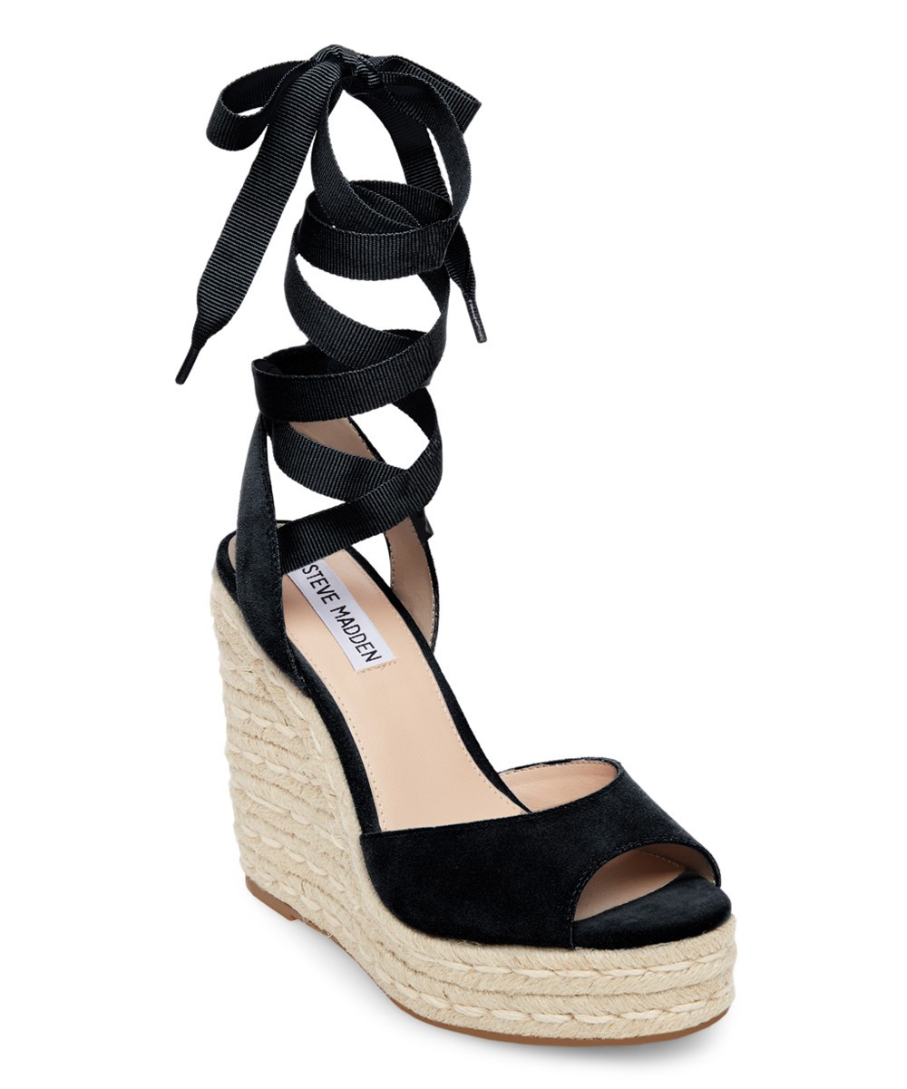 Black Secret Suede Espadrille Sandal - Women | Zulily
