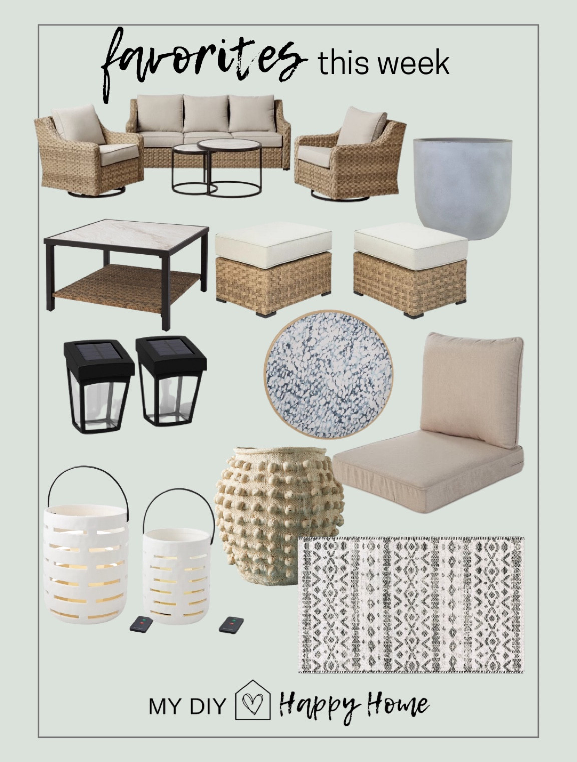 This weeks follower favorites and best sellers:

•outdoor entertainment set
•outdoor square coffee table
•outdoor ottomans 
•concrete look resin pot
•outdoor replacement cushions 
•solar deck/fence lights 
•outdoor melamine plates 
•ceramic outdoor lanterns with remote and candles
•Minka textured pot
•non skid rug, indoor/outdoor

#LTKhome #LTKFind #LTKSeasonal