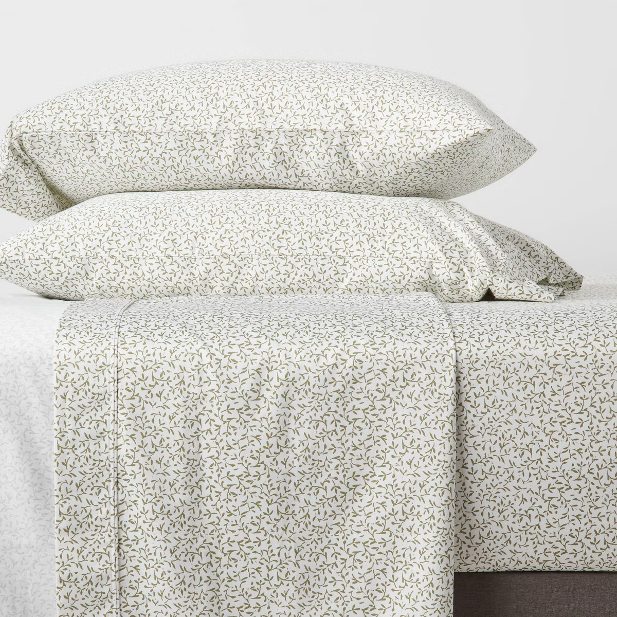 Queen Printed Performance 400 Thread Count Sheet Set Green Vine - Threshold™: Cotton Sateen, In... | Target