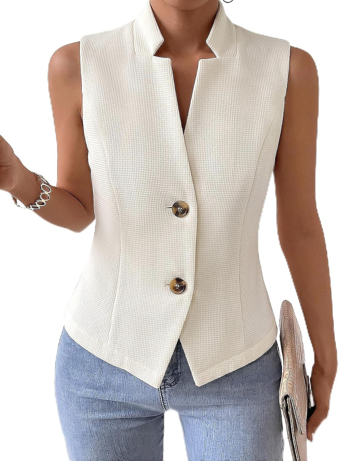 Mina Self Women's Sleeveless Sweater Vest,Knit Stretchy Dressy Casual Top | Amazon (US)