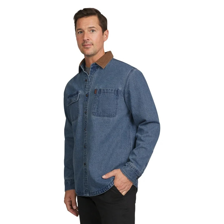 Chaps Men's & Big Men's Classic Flannel Lined Denim Shirt Jacket, Sizes S-2XL | Walmart (US)