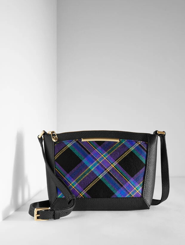 Darcy Pebble Leather Crossbody Bag - Wishful Plaid | Talbots