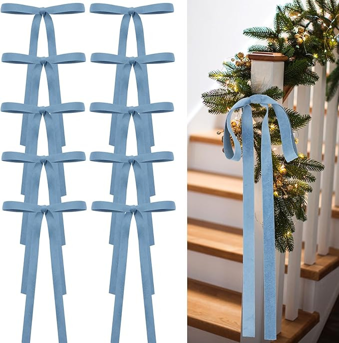 24 Pcs Velvet Bows Christmas Tree Ornaments Vintage Double Faced Velvet Ribbon Bows for Tree Garl... | Amazon (US)