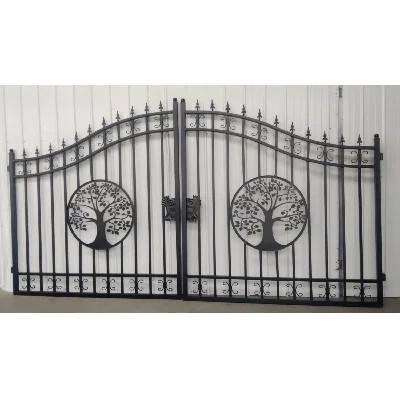 14FT Iron Dual Swing Driveway Gate - Tree Design | Wayfair North America