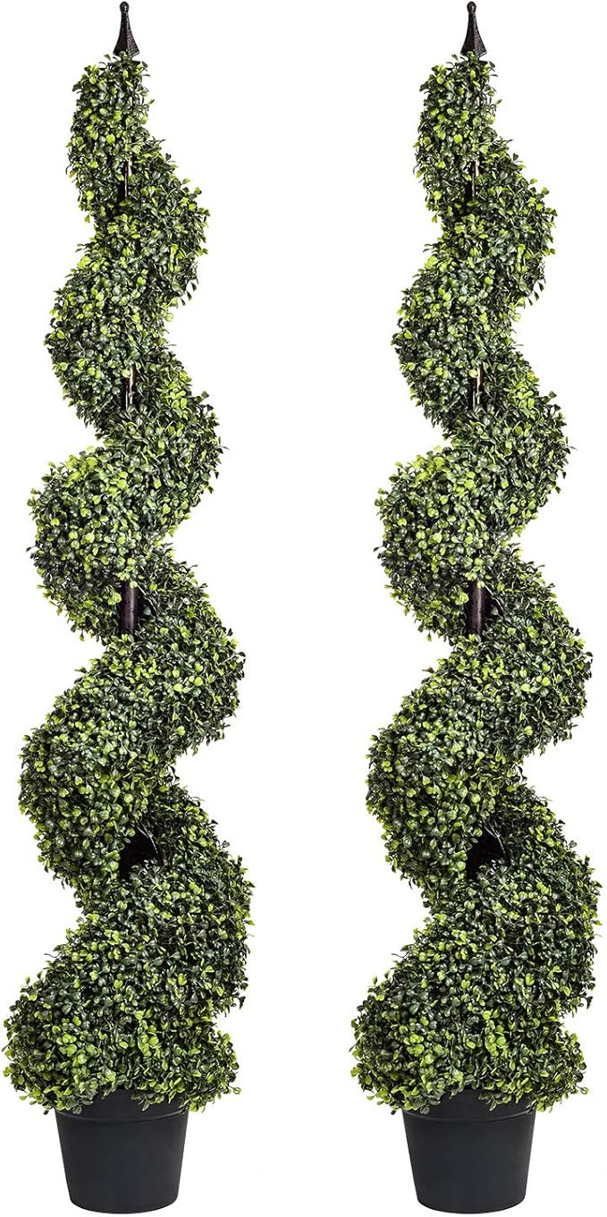 Artificial Cypress Spiral Topiary Trees Potted Indoor or Outdoor (Spiral Boxwood Trees, 4 Feet) | Amazon (US)