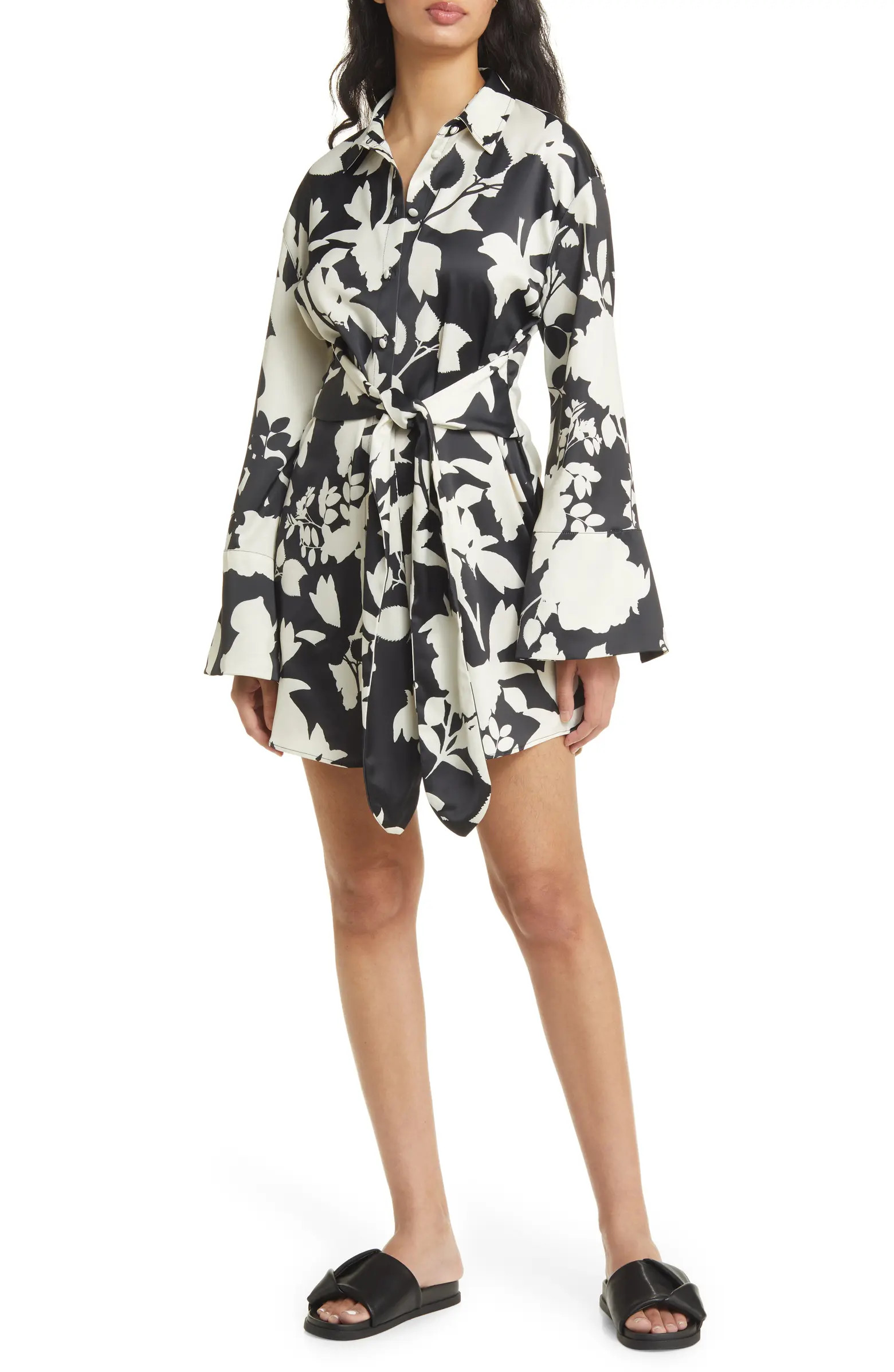 Floral Print Tie Waist Shirtdress | Nordstrom