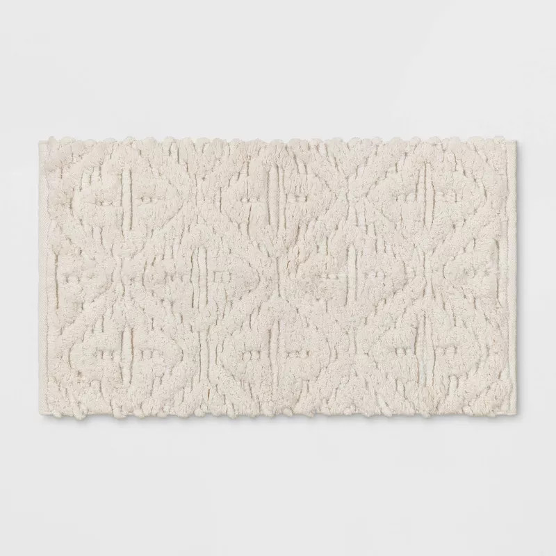 Textured Diamond Shag Bath Rug Cream - Opalhouse™ | Target