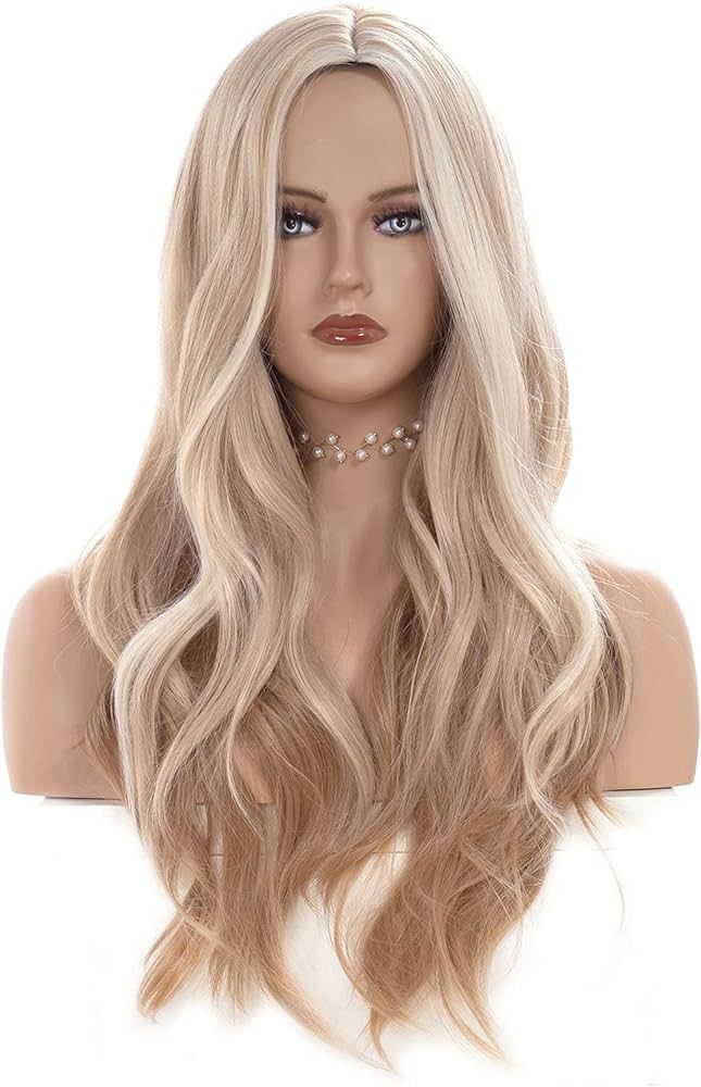 Gerulyss 26 Inches Light Wigs for Women Long Wavy Middle Part Wig Natural looking Synthetic Fluff... | Amazon (US)