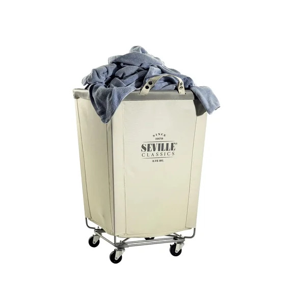 Seville Classics Large Commercial Heavy Duty Rolling Steel Frame Laundry Hamper Canvas Cart Bin, ... | Walmart (US)