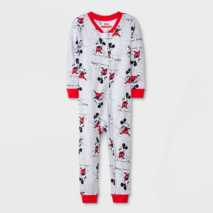 Toddler Boys' Mickey Mouse & Friends Snug Fit Union Suit - Gray | Target