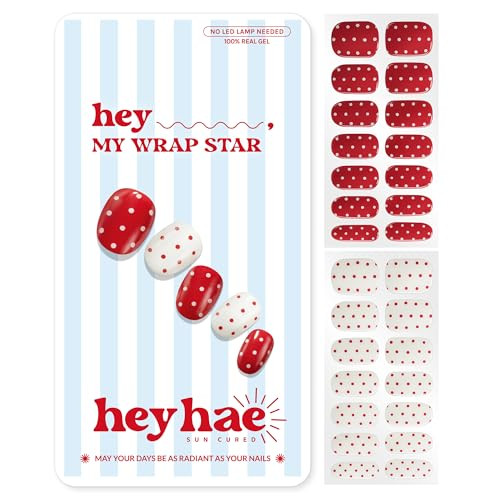 Amazon.com: Heyhae Semi Cured Gel Nail Strips | No LED Lamp Needed | Winter, Red, Polka Dots | Ea... | Amazon (US)