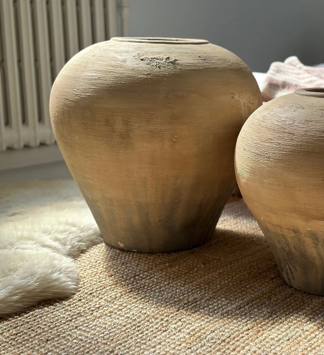 XL Floor vase, Aged vessel, Stone textured vase, 18'' wide, Rustic vase,  Hand painted vase, Medi... | Etsy (CAD)