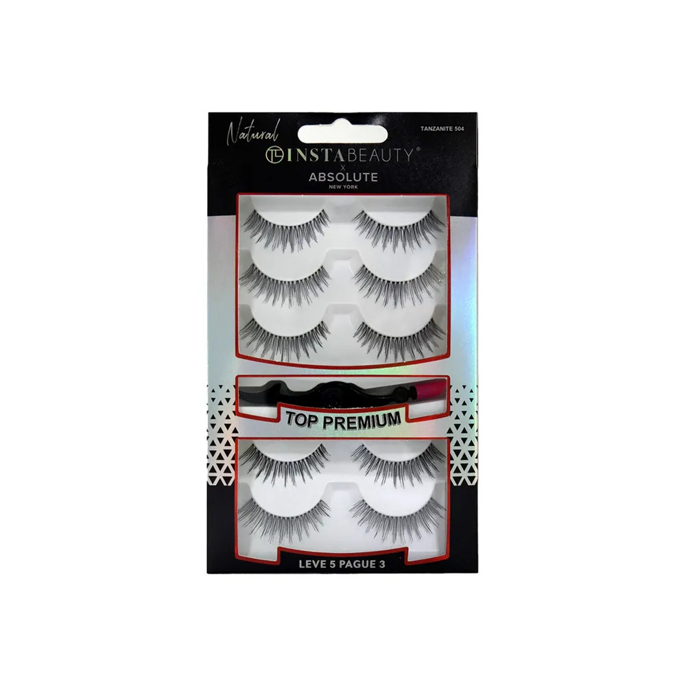 Cílios Postiços Longo Natural Absolute New York Pack Tanjanite 504 Preto 5 Pares | Amobeleza (BR)