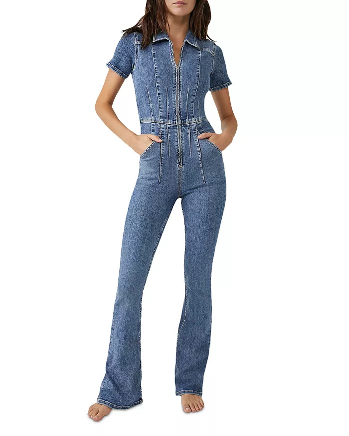 Jayde Denim Flared Leg Jumpsuit in Sunburst Blue | Bloomingdale's (US)