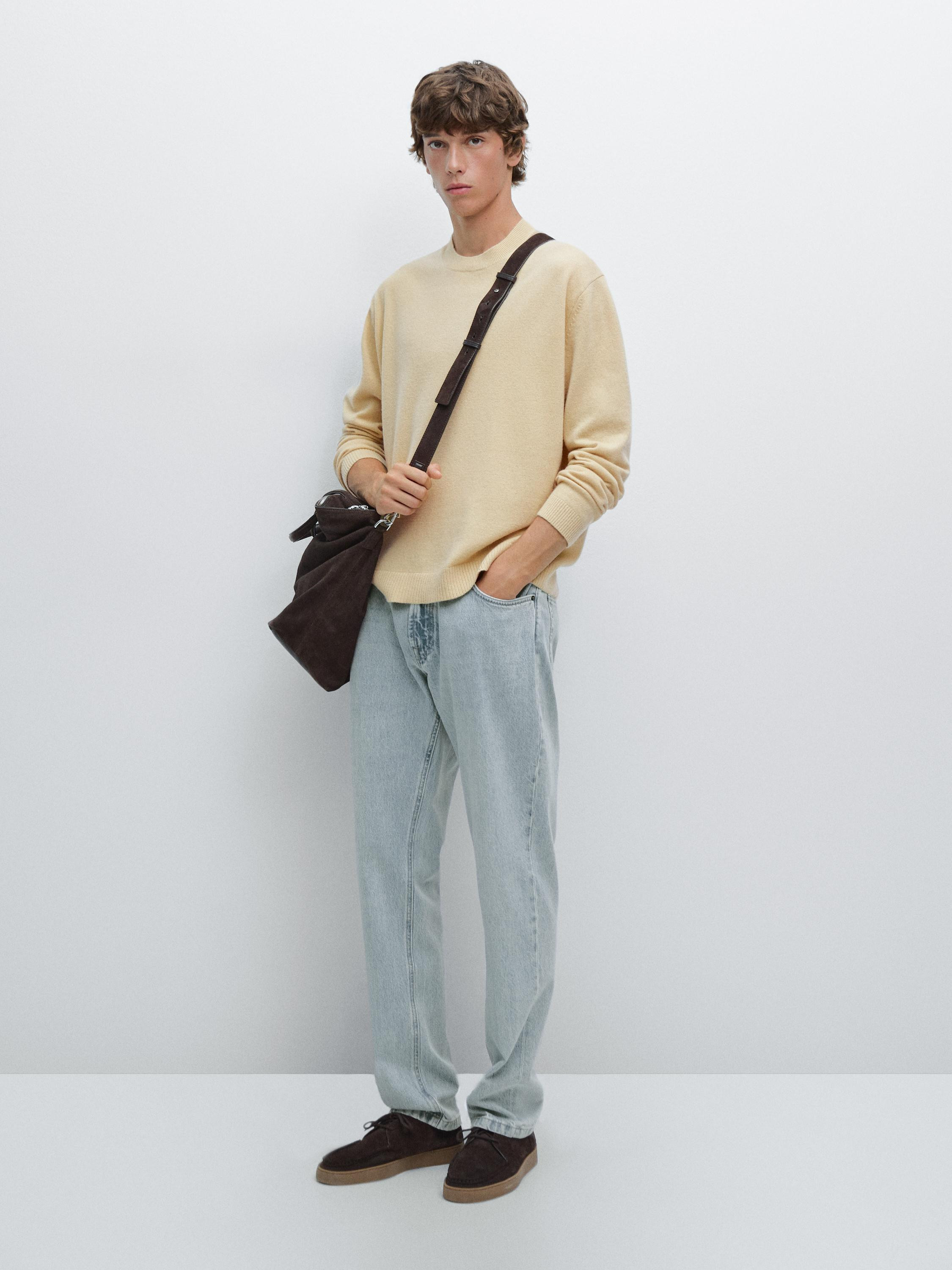 Wool blend crew neck knit sweater | Massimo Dutti UK