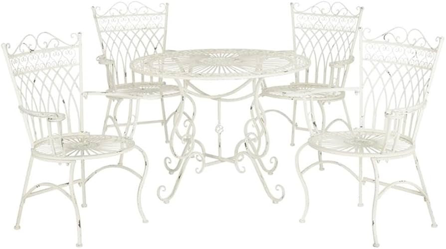 SAFAVIEH Outdoor Collection Thessaly Antique White 5 Piece Patio Set | Amazon (US)