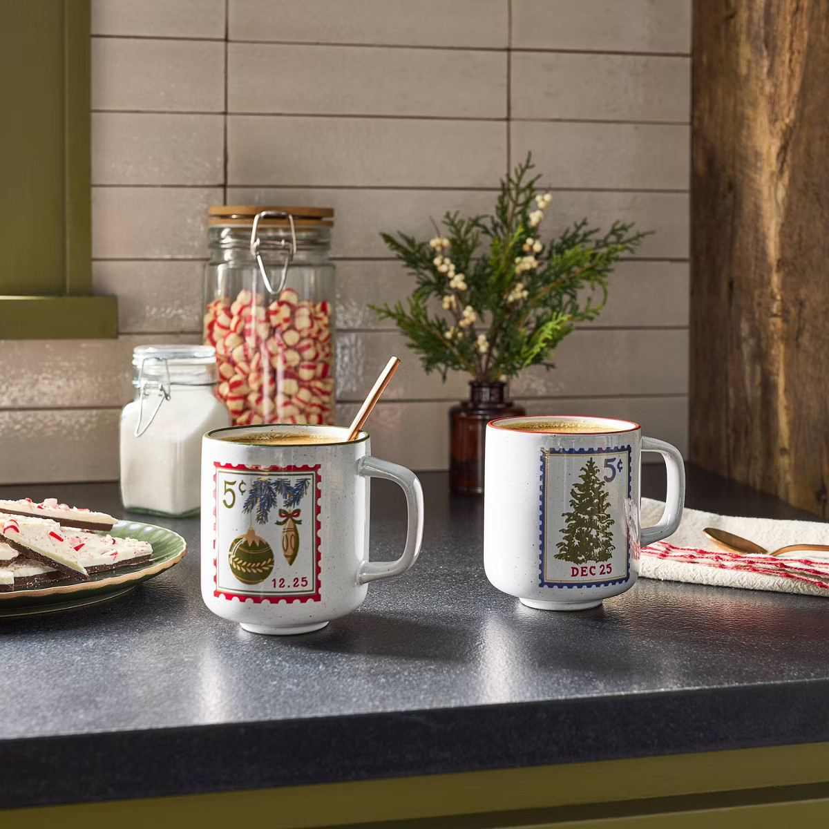 13oz Stoneware Christmas Stamp Mugs (Set of 2) - Hearth & Hand™ with Magnolia | Target