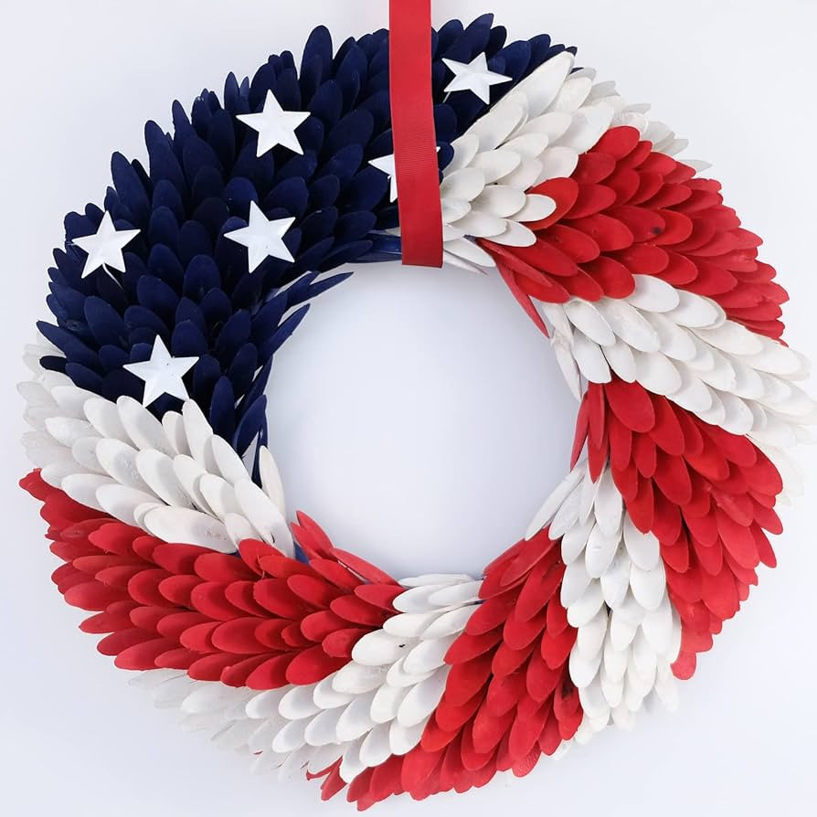 idyllic July 4th Wreath Americana Patriotic Wreath Handcrafted Memorial Day Wreath Festival Garla... | Amazon (US)