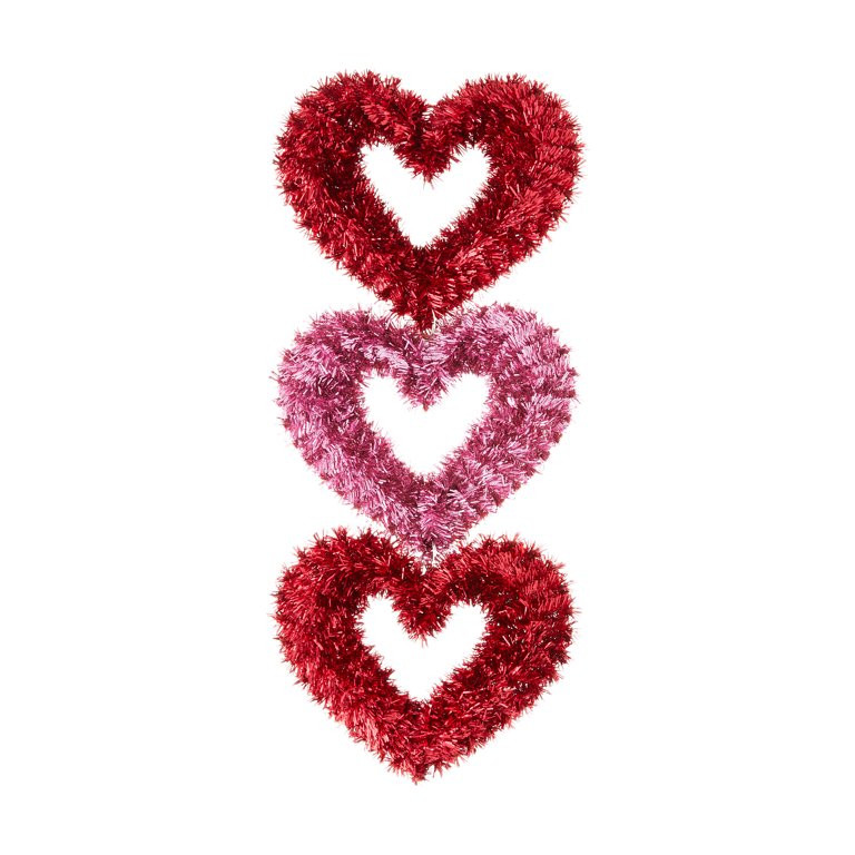 Valentine's Day Red and Pink Heart Tinsel Dangler, 18.5 in, by Way To Celebrate | Walmart (US)