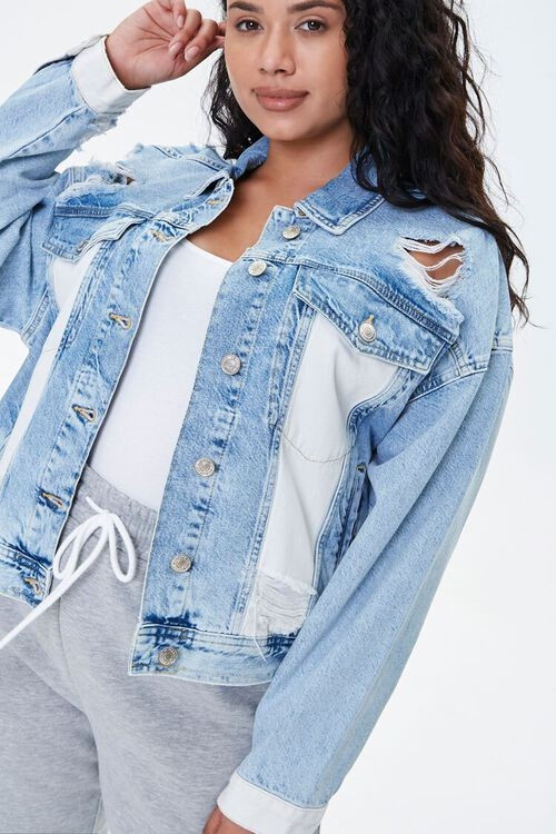 Plus Size Colorblock Denim Jacket | Forever 21 (US)