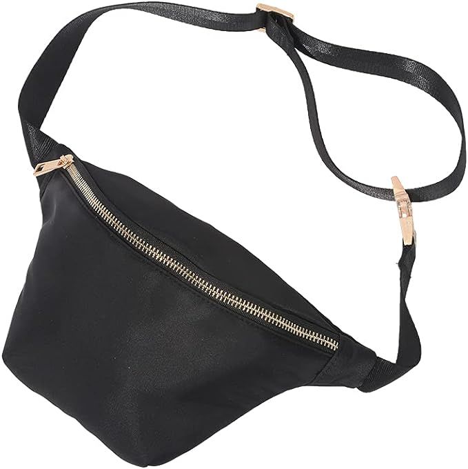 YogoRun Fanny Pack Women Waist Pack Waist Bag for Men Waist Nylon (Black) | Amazon (US)