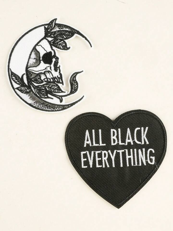 2pcs Skull, Heart Shape, Letter Embroidery Patch Badge For Diy Clothing, Hat, Bag, Shoes, Phone C... | SHEIN