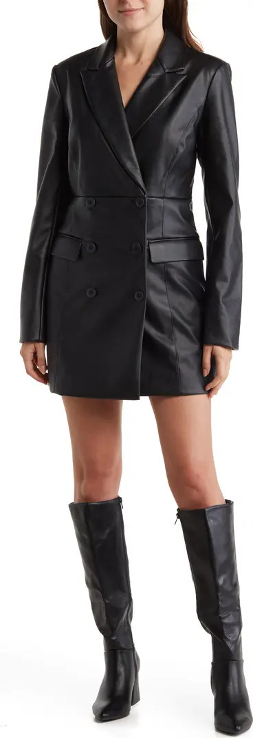 Steve Madden Faux Leather Double Breasted Blazer Dress | Nordstromrack | Nordstrom Rack
