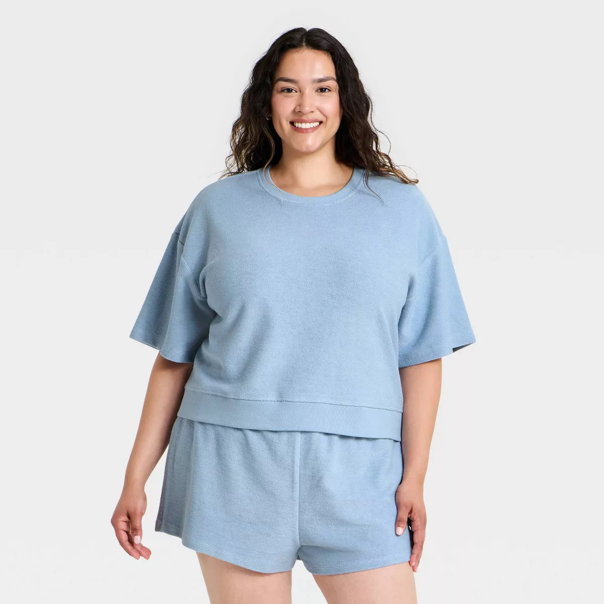 Women's Short Sleeve Textured Terry T-Shirt - Universal Thread™ Blue XXL | Target