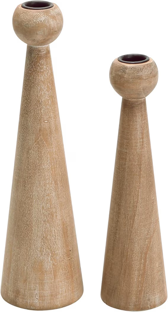 NIKKY HOME Wood Taper Candle Holders Set of 2, Farmhouse Tall Candle Stand Decorative Candlestick... | Amazon (US)
