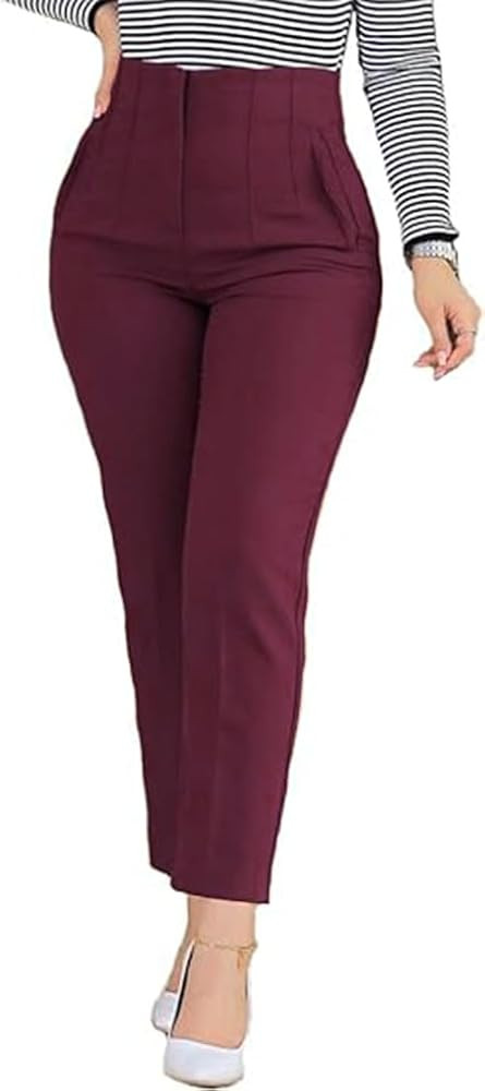 Kubsid Womens Straight Leg Pants 2025 High Waisted Stretchy Business Casual Work Pants Dress Offi... | Amazon (US)