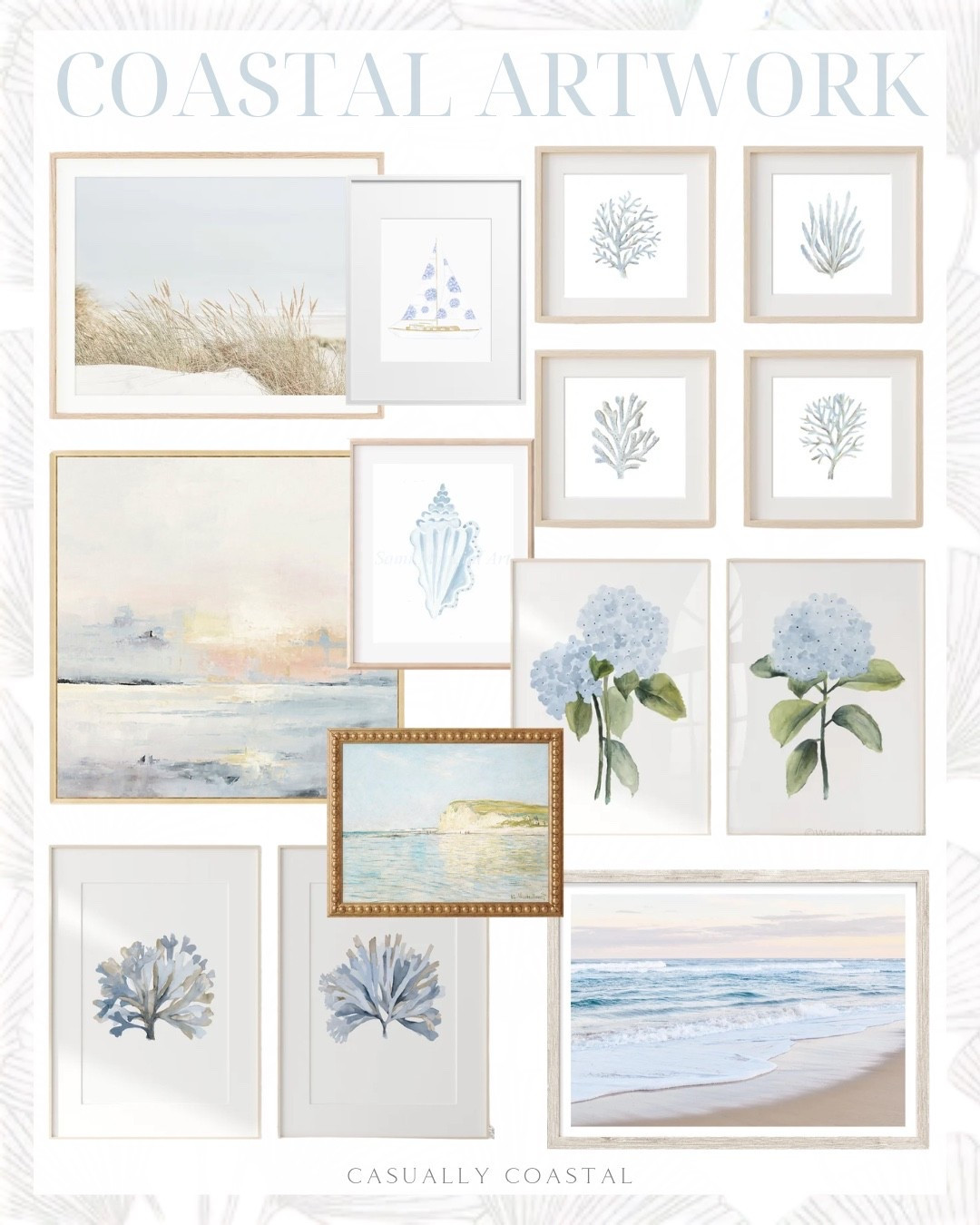 Coastal Artwork 

Coastal wall art, coastal wall decor, coastal style, coastal home, Etsy prints, target artwork, Ballard designs artwork, beach house decor, beach house artwork, coastal dunes framed print, beach grass wall art, pastel sunset framed canvas, seashell watercolor, sunset beach photo, blue coral prints, blue hydrangea floral print, light blue seaweed, watercolor minimalist art, hydrangea sailboat art, sailboat wall art, palm tree print

#LTKHome