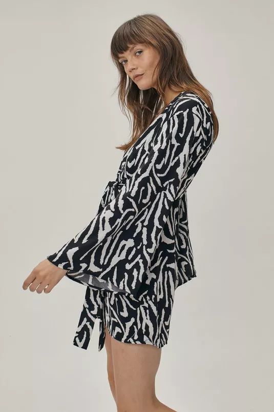 Zebra Print Knot Front Kimono Mini Dress | NastyGal (UK, IE)