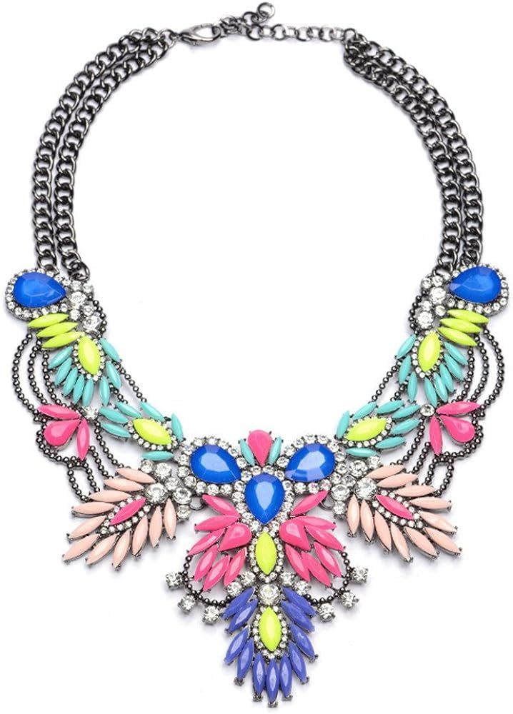 Lovage Colorful Resin Bubble Bib Statement Necklace Bohemian Chunky Collar Jewelry | Amazon (US)