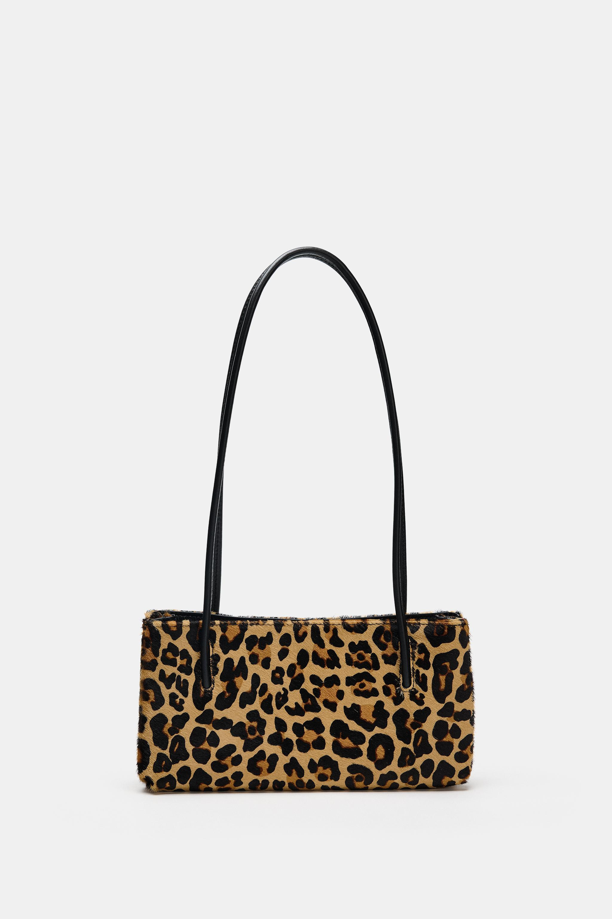 Zara - Animal Print Leather Shoulder Bag - Leopard - One Size Only - Woman | Zara US