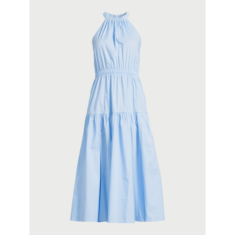 Scoop Women's Gathered Poplin Halter Dress, Sizes XS-XXL | Walmart (US)
