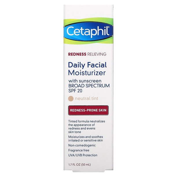 Cetaphil, Redness Relieving, Daily Facial Moisturizer, SPF 20, Neutral Tint, 1.7 fl oz (50 ml) | Walmart (US)