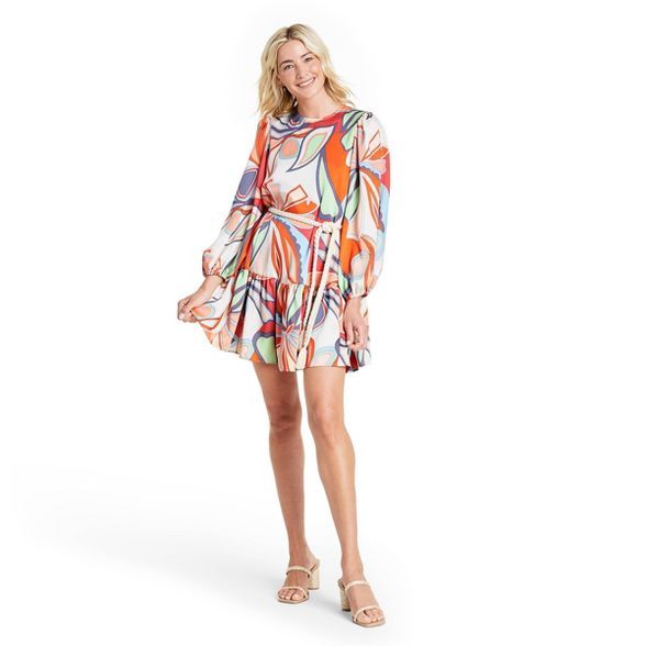 Mixed Floral Long Sleeve Rope Belt Tiered Dress - ALEXIS for Target | Target