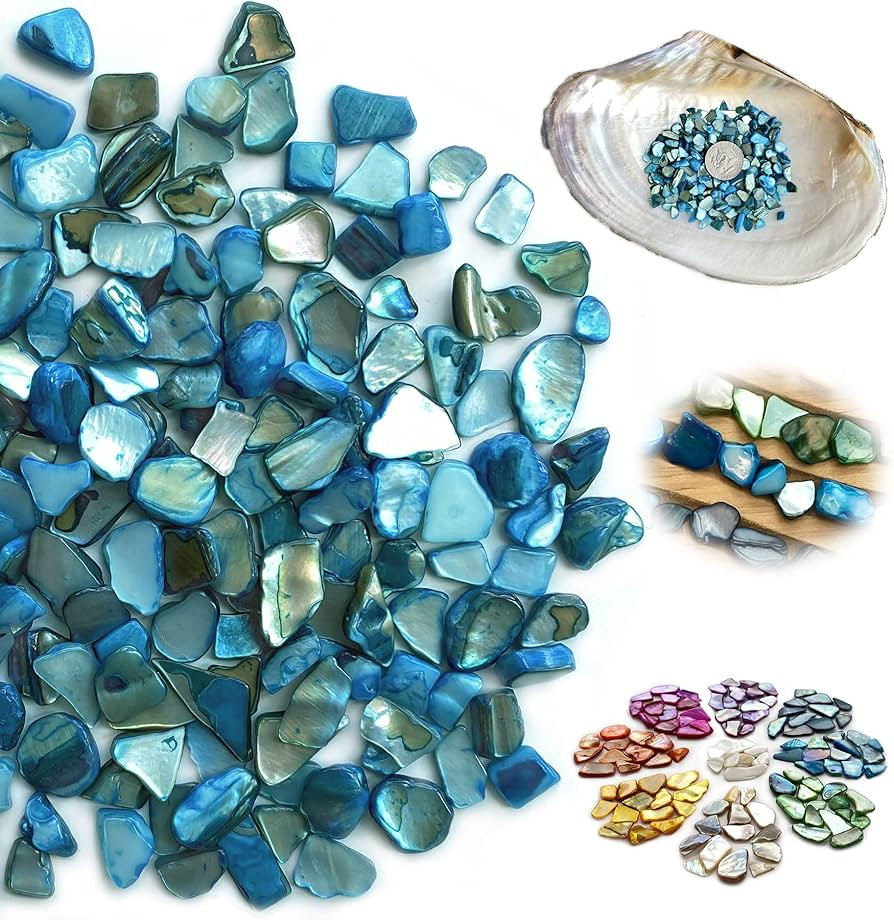 Yew & Tulip Irregular Natural Crushed Shells Chips, 32 oz (2 lb) Sky Blue Nacre Mosaic Fragments,... | Amazon (US)