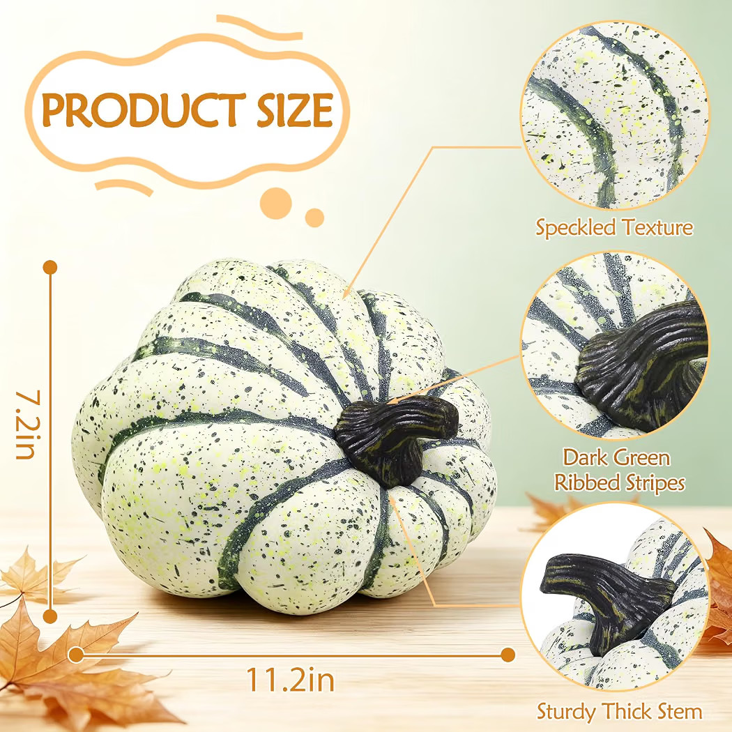 Artificial Speckled Green Faux Foam Pumpkin for Fall Decor,11in | Amazon (US)