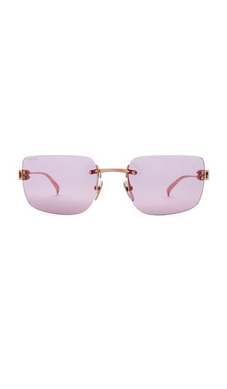 Rectangular Sunglasses in Gold & Pink | Revolve Clothing (Global)
