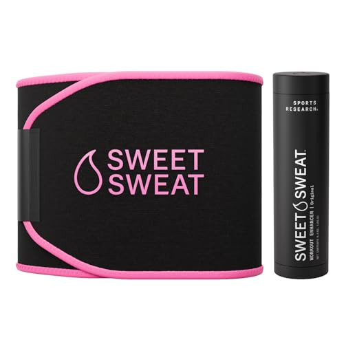 Sports Research Sweet Sweat Original Waist Trimmer (Pink, Medium) & Sweet Sweat Original Stick (6.4oz) Bundle | Amazon (US)