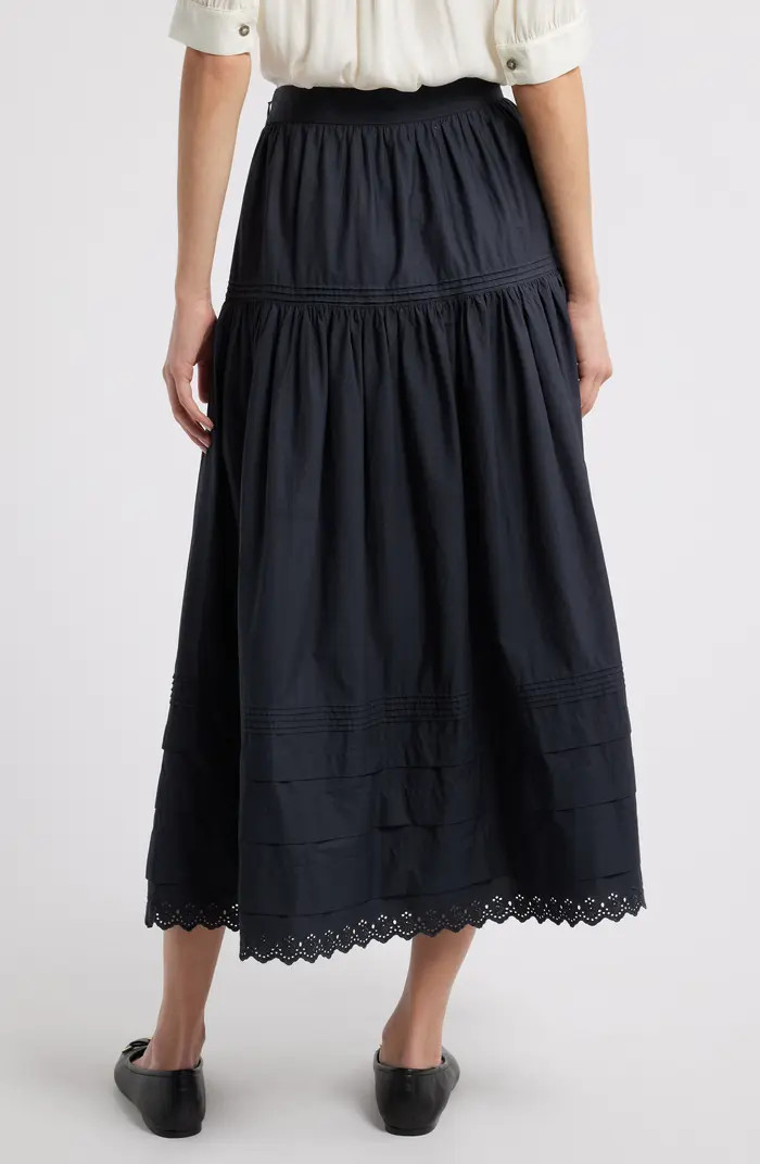 Sebastiane Tiered Organic Cotton Poplin Maxi Skirt | Nordstrom