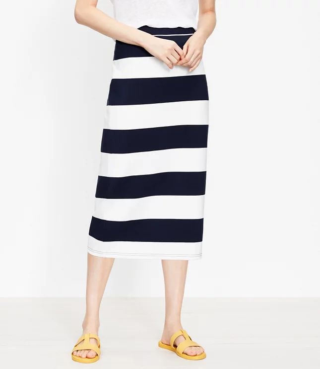 Striped Pull On Midi Skirt | LOFT
