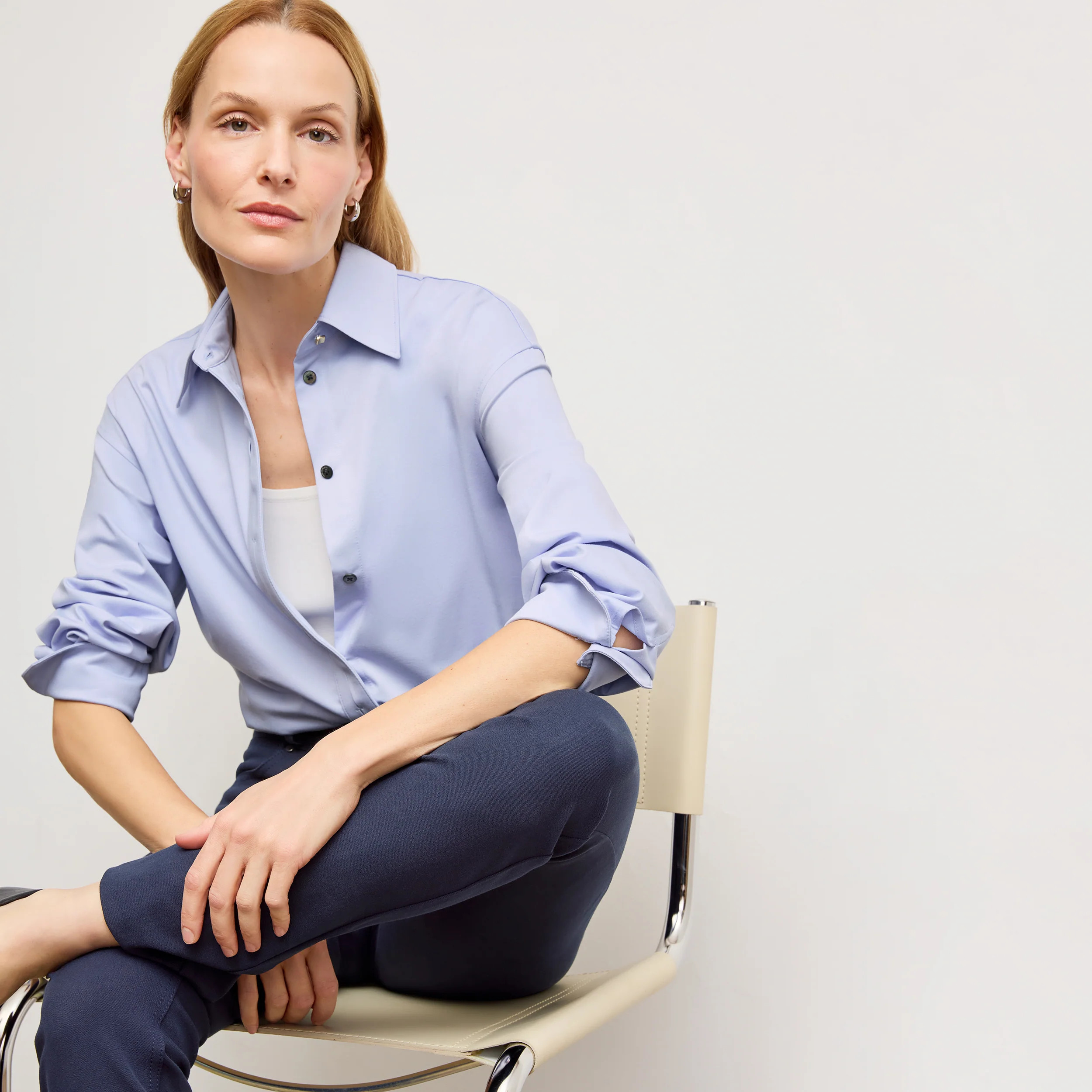 Filomina Friday Shirt - Knit Poplin :: Hydrangea | MM LaFleur