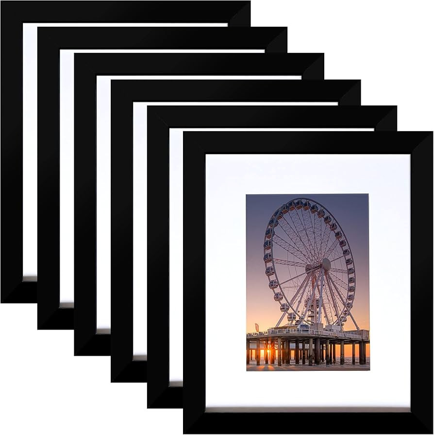 BESCRCL 8x10 Picture Frame Black Set of 6, Display Pictures 5x7 with Mat or 8x10 Without Mat for ... | Amazon (US)