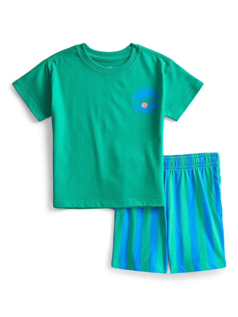 Wonder Nation Toddler Boys Short Sleeve Top and Shorts Outfit Set, 2-Piece, Sizes 12M-5T | Walmart (US)