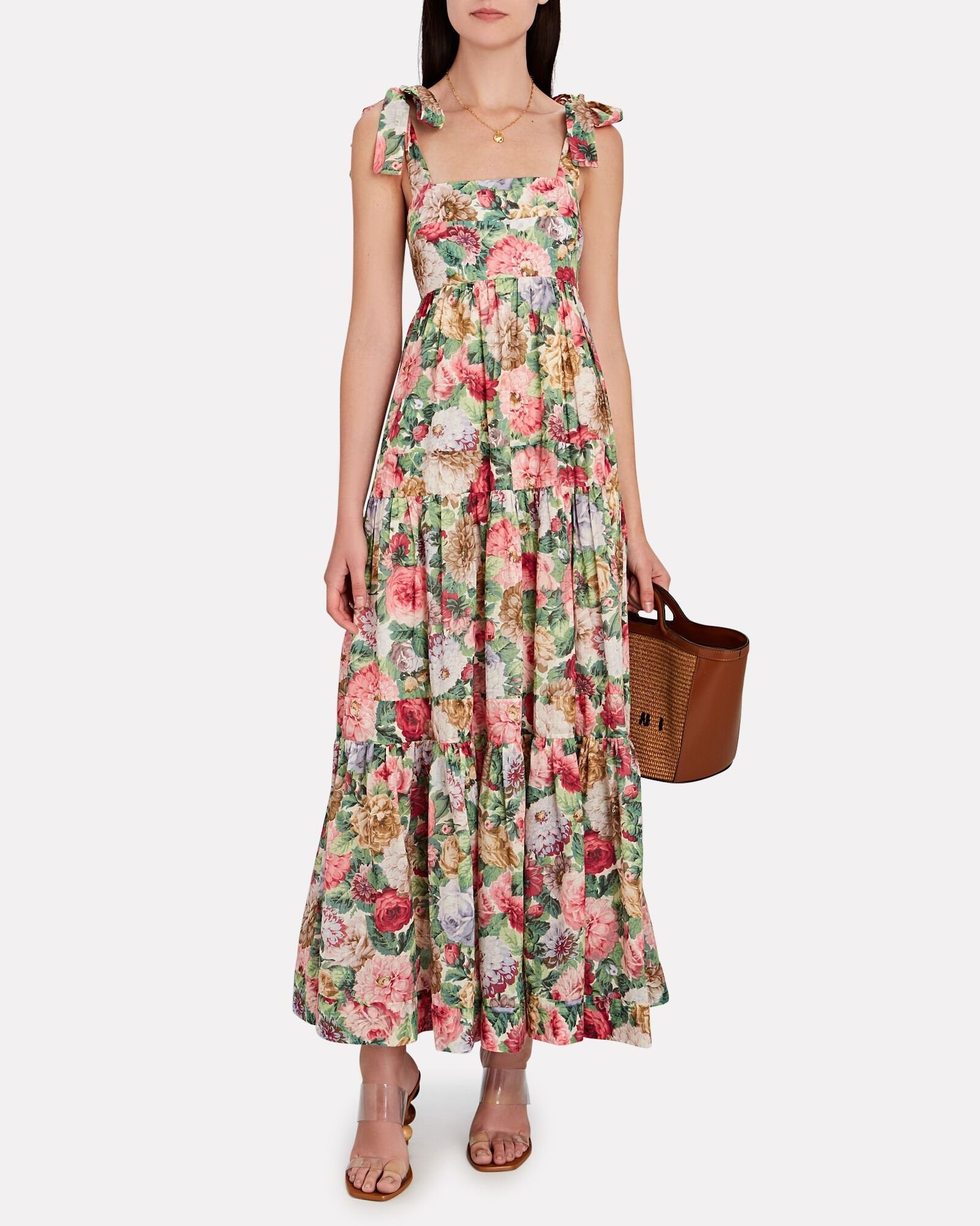 Mae Floral Tie-Shoulder Midi Dress | INTERMIX