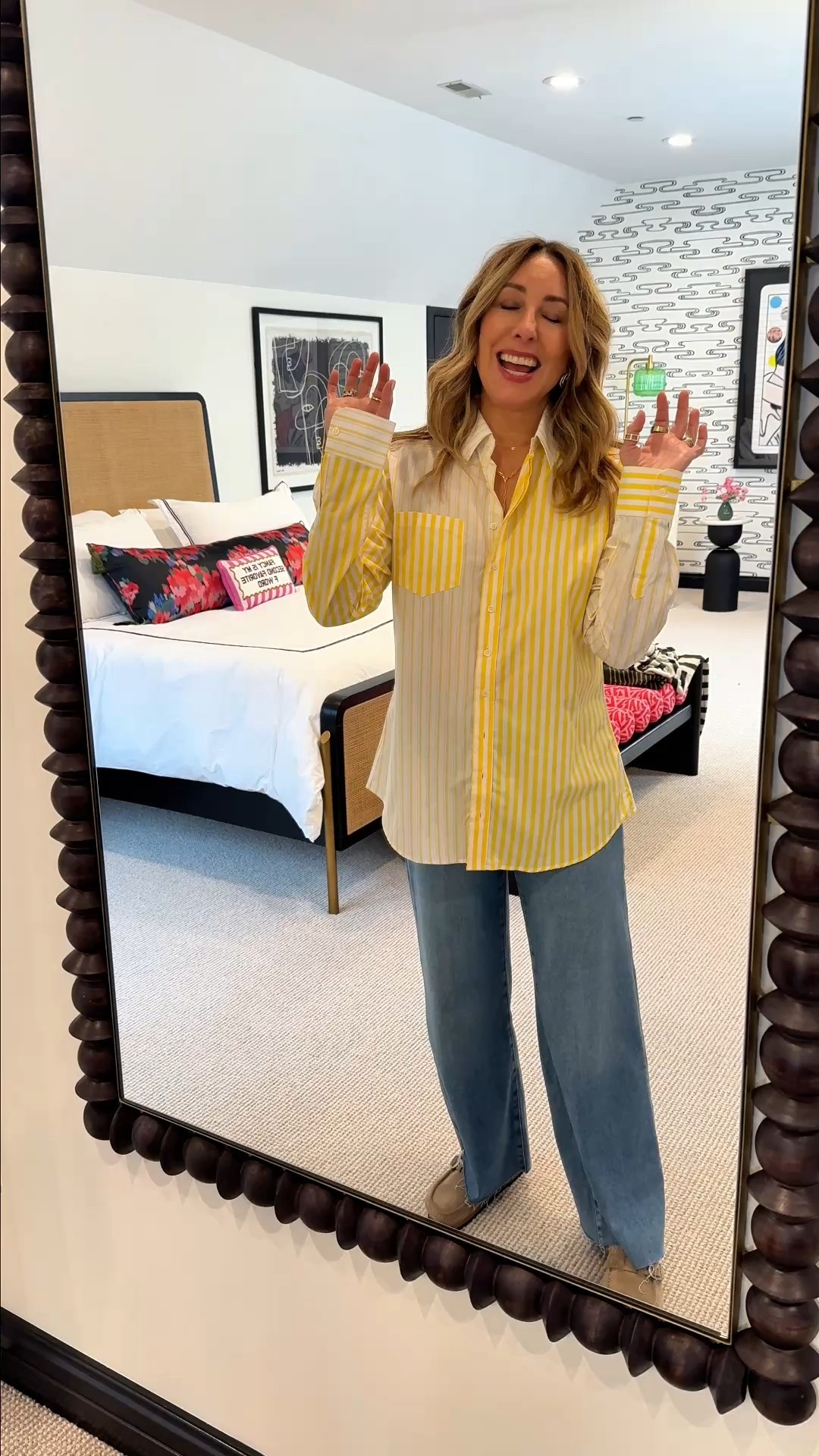 Rolling your sleeves doesn’t have to be perfect to look stylish! ✨
Forget those old-school, crisp sleeve rolls. The new way is all about a relaxed, messy roll that hits right at your elbow for that effortlessly cool vibe.
BONUS: if you ever struggle with button-ups gaping at the chest, this shirt has extra inside buttons for a flawless fit. Feeling fab and comfortable just got easier, especially for my “girls with girls”!

#LTKgrwm #LTKstorytime #LTKootd