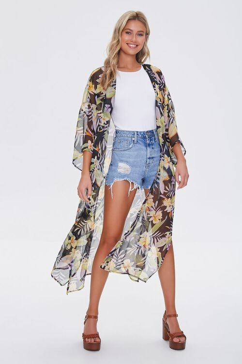 Tropical Floral Print Kimono | Forever 21 (US)